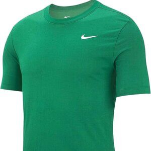Nike Men's Tee, Dri-FIT Solid Cotton Crew Shirt, Pine Green/White